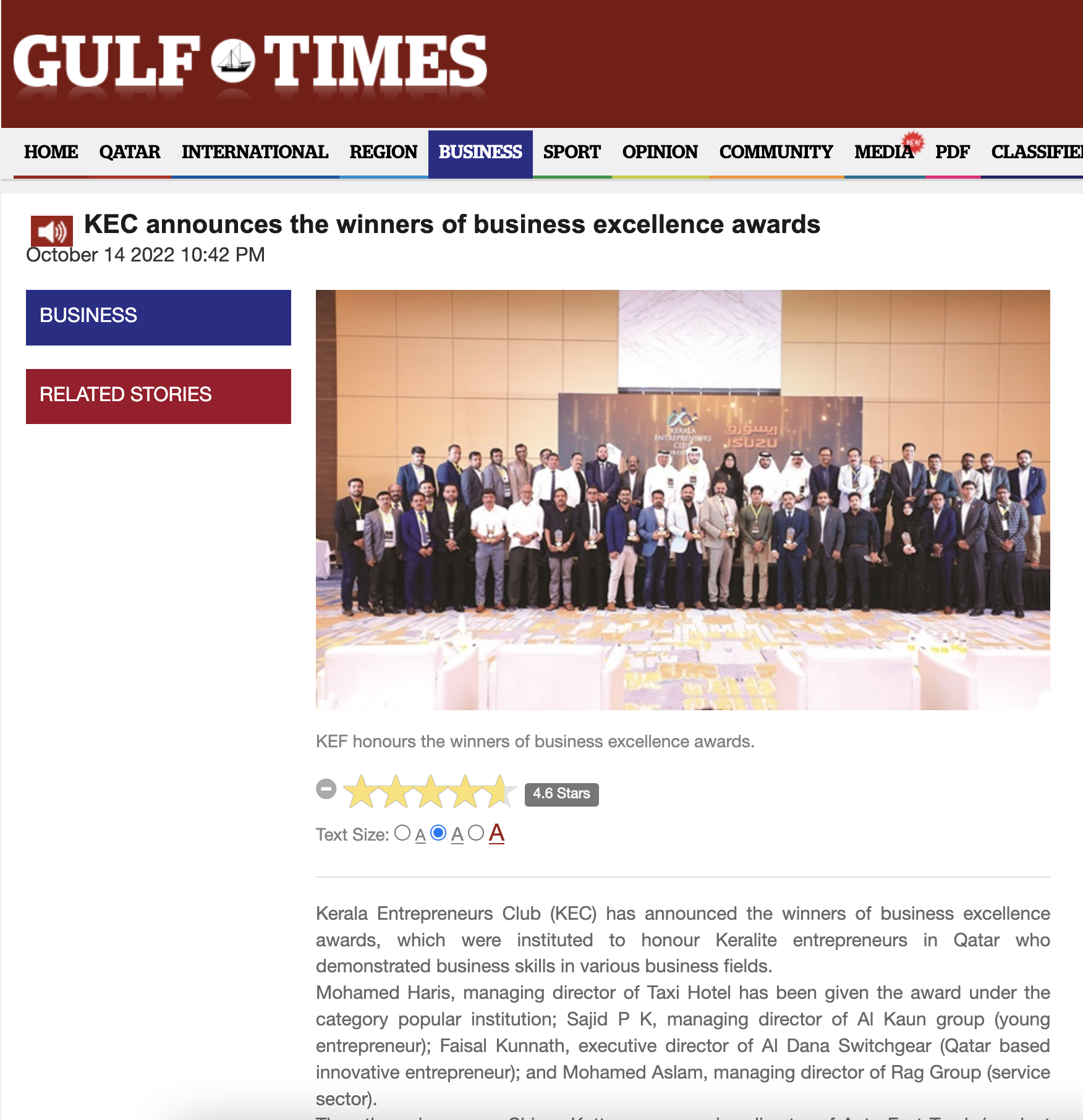 KEC announces the winners of business excellence awards